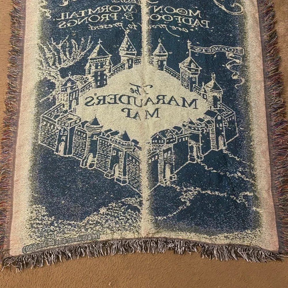 Harry Potter Marauder's Map Woven Tapestry Throw Blanket American Made 48 x 60